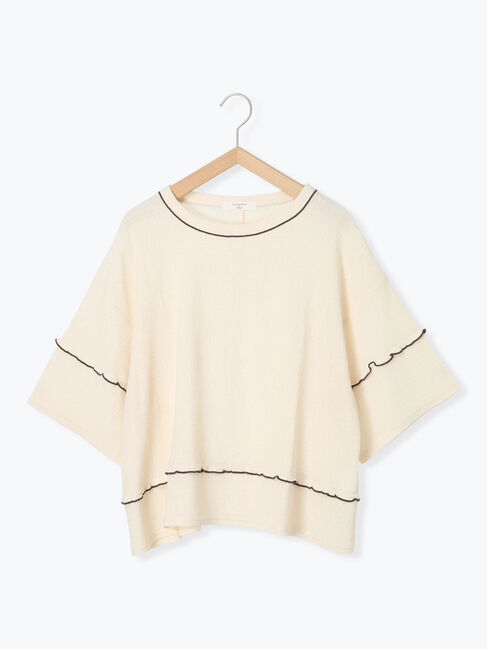 Samansa Mos2 blue「配色メローアソートプルオーバー」|Tシャツ・カットソー|