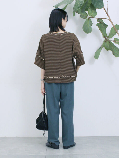 Samansa Mos2 blue「配色メローアソートプルオーバー」|Tシャツ・カットソー|