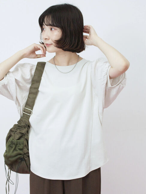 Samansa Mos2 blue「袖ボリュームTシャツ」|Tシャツ・カットソー|