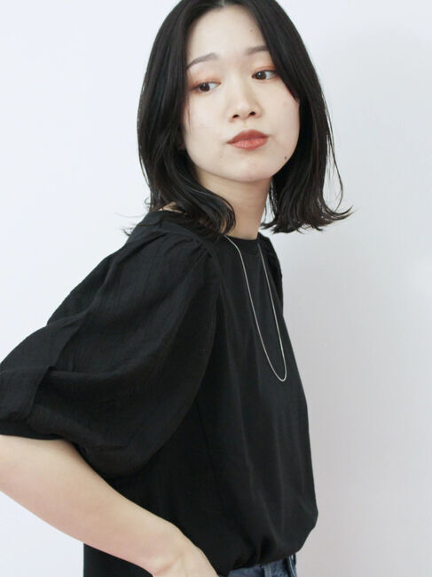 Samansa Mos2 blue「袖ボリュームTシャツ」|Tシャツ・カットソー|