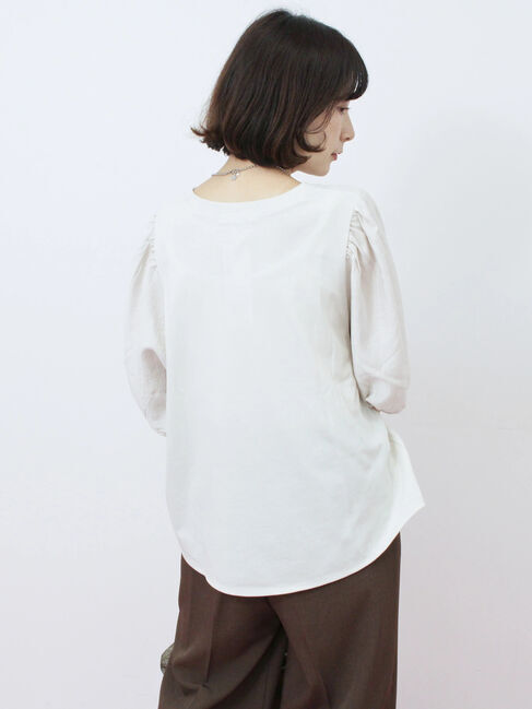 Samansa Mos2 blue「袖ボリュームTシャツ」|Tシャツ・カットソー|