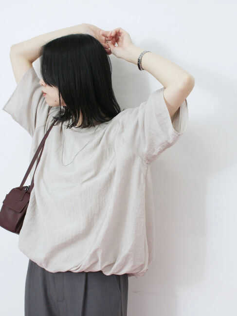 Samansa Mos2 blue「裾バルーンTシャツ」|Tシャツ・カットソー|