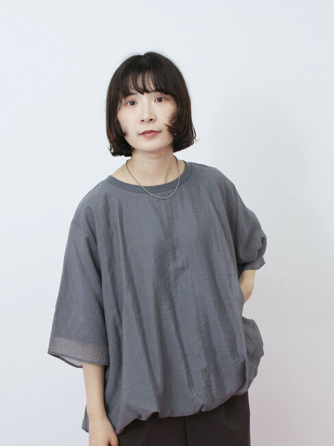 Samansa Mos2 blue「裾バルーンTシャツ」|Tシャツ・カットソー|