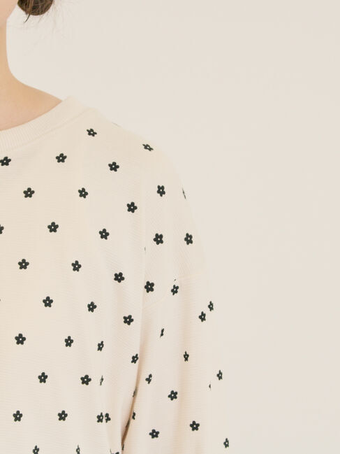 Samansa Mos2「リップル柄アソート袖シャーリングカットソー」|Tシャツ・カットソー|