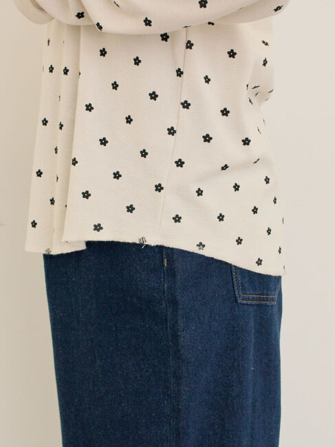 Samansa Mos2「リップル柄アソート袖シャーリングカットソー」|Tシャツ・カットソー|