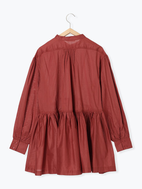 Samansa Mos2 blue「切り替えギャザーチュニックブラウス」|シャツ・ブラウス|