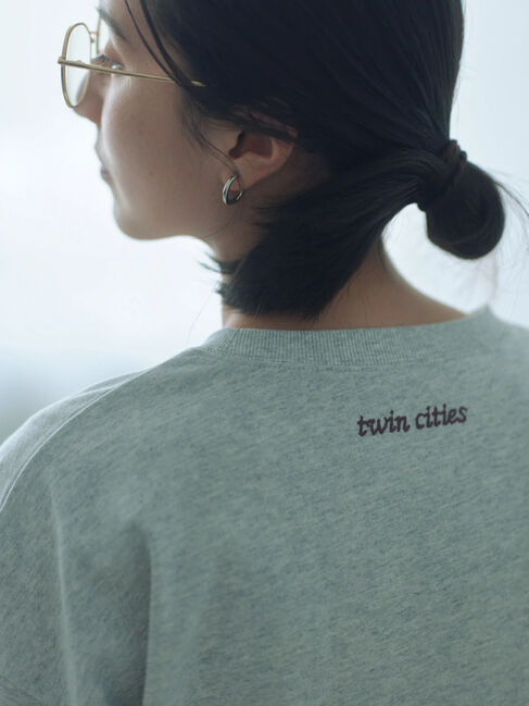 Samansa Mos2 blue「チェーン刺繍7分袖プルオーバー」|Tシャツ・カットソー|