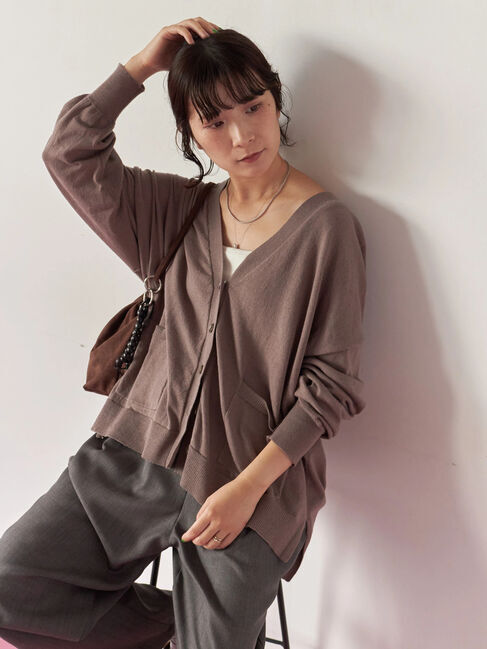 Samansa Mos2 blue「マルチスタイルVネックカーディガン」|カーディガン|モカ