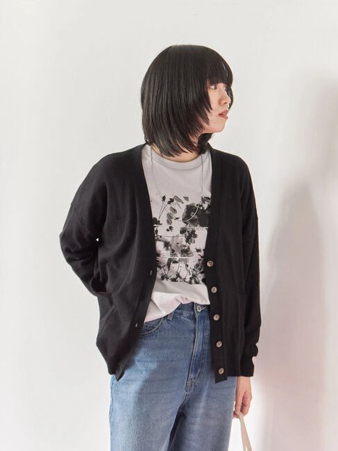 Samansa Mos2 blue「マルチスタイルVネックカーディガン」|カーディガン|