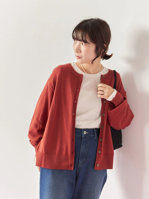 Samansa Mos2 blue「マルチスタイル前後2wayクルーネックカーディガン」|カーディガン|