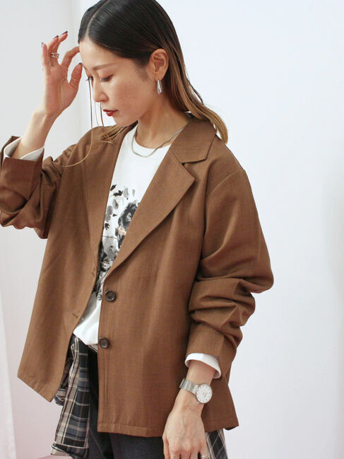 Samansa Mos2 blue「テーラードシャツジャケット」|シャツ・ブラウス|ブラウン
