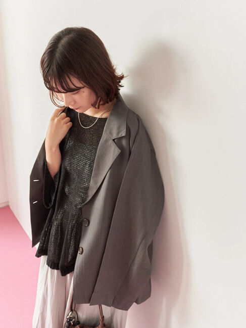 Samansa Mos2 blue「テーラードシャツジャケット」|シャツ・ブラウス|