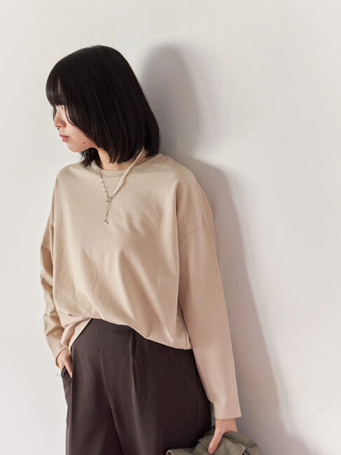 Samansa Mos2 blue「リネンタッチドルマンスリーブプルオーバー」|Tシャツ・カットソー|