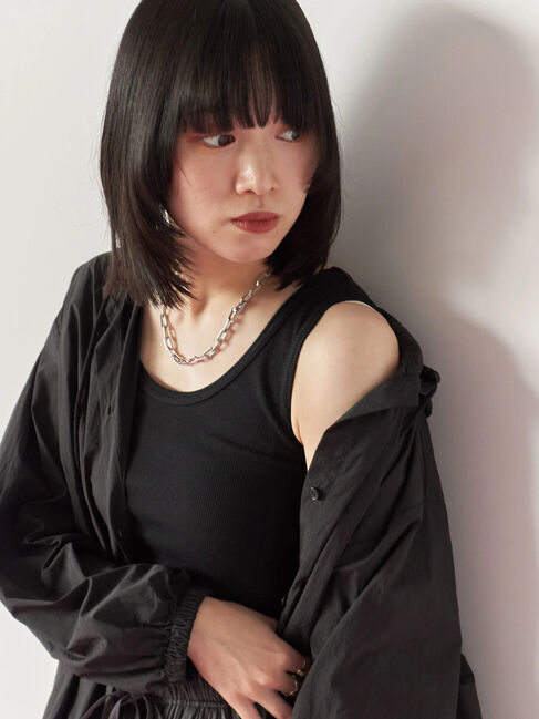 Samansa Mos2 blue「◎リブタンク」|Tシャツ・カットソー|