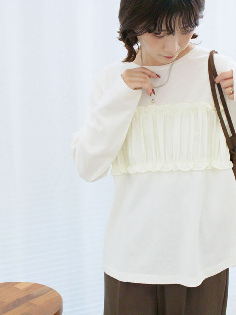 Samansa Mos2 blue「ビスチェドッキングカットソー」|Tシャツ・カットソー|キナリ