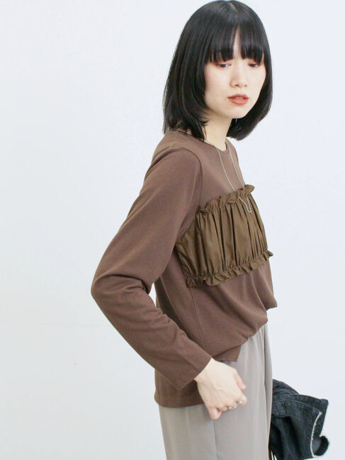 Samansa Mos2 blue「ビスチェドッキングカットソー」|Tシャツ・カットソー|