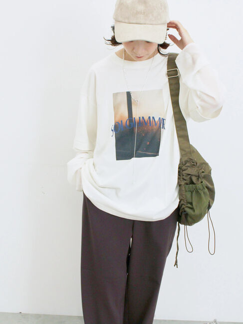 Samansa Mos2 blue「袖シフォンレイヤードプルオーバー」|Tシャツ・カットソー|