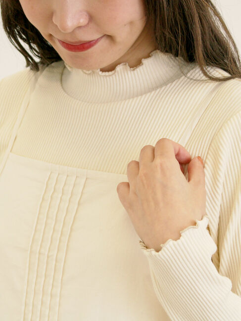 Samansa Mos2「配色メローカットリブフリルスタンドネックインナー」|Tシャツ・カットソー|キナリ