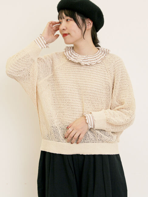 Samansa Mos2「メッシュ編み前後2WAYドルマンスリーブカーディガン」|カーディガン|