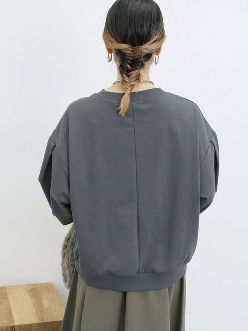 Samansa Mos2 blue「ポンチ袖タックプルオーバー」|Tシャツ・カットソー|