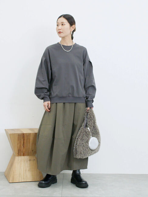 Samansa Mos2 blue「ポンチ袖タックプルオーバー」|Tシャツ・カットソー|