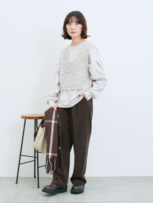 Samansa Mos2 blue「ポンチ袖タックプルオーバー」|Tシャツ・カットソー|