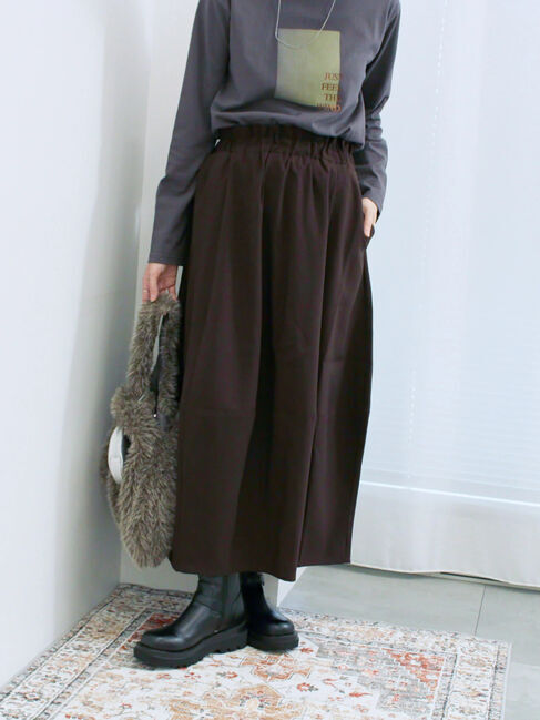 Samansa Mos2 blue「ギャザーコクーンスカート」|スカート|ブラウン