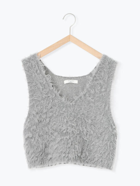 Samansa Mos2 blue「ふわふわショート丈ニットベスト」|ニット・セーター|