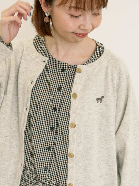 Samansa Mos2「刺繍入りパフスリーブカーディガン」|カーディガン|