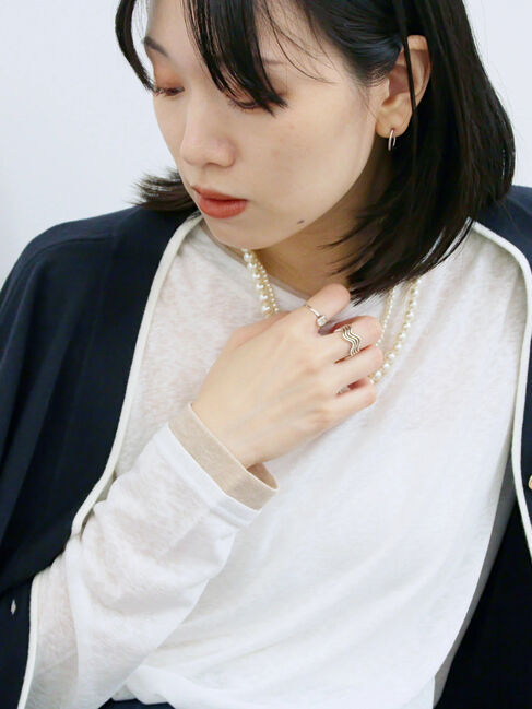 Samansa Mos2 blue「レイヤード風ロンT」|Tシャツ・カットソー|オフホワイト