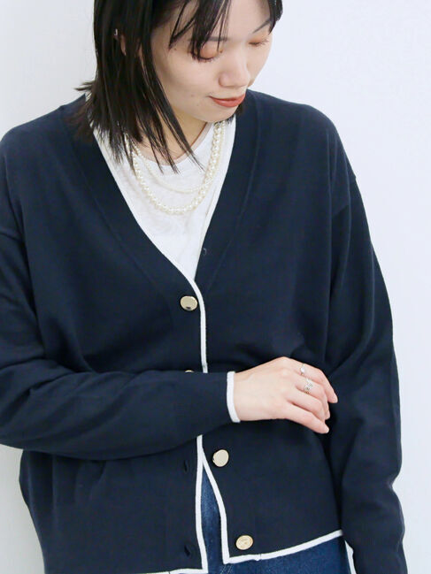 Samansa Mos2 blue「レイヤード風ロンT」|Tシャツ・カットソー|