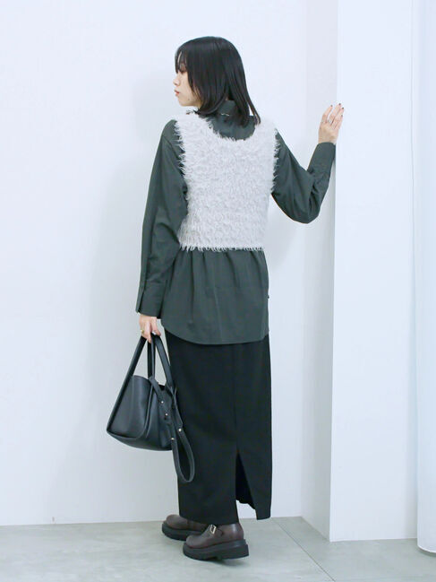 Samansa Mos2 blue「カットリブナロースカート」|スカート|