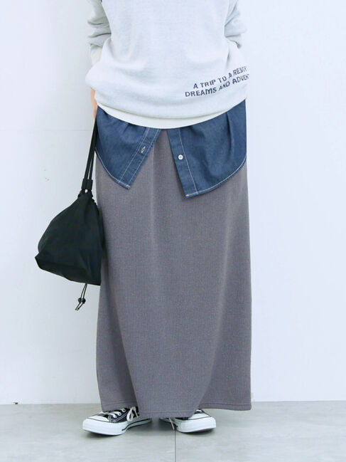 Samansa Mos2 blue「カットリブナロースカート」|スカート|