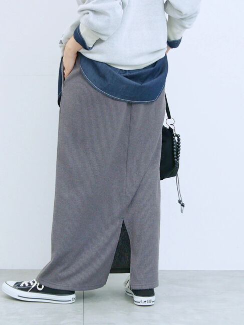 Samansa Mos2 blue「カットリブナロースカート」|スカート|