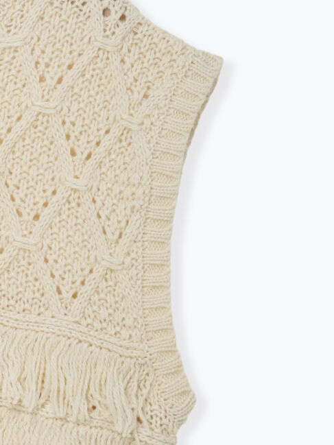 Samansa Mos2「【Fluffy Wool Blend】フリンジニットベスト」|ダウンベスト・ベスト|