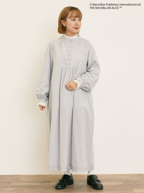 Samansa Mos2「【Alice&times;Samansa Mos2】スタンドネック裾タックワンピ」|ワンピース|サックスブルー