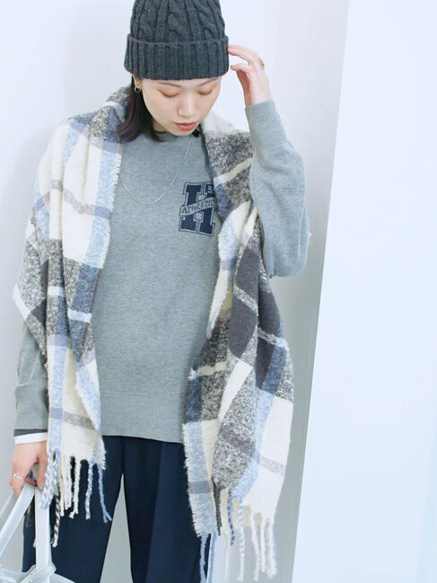 Samansa Mos2 blue「ブークレチェックマフラー」|その他|