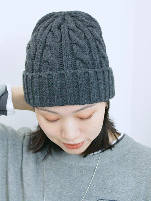Samansa Mos2 blue「ケーブルニット帽」|その他|