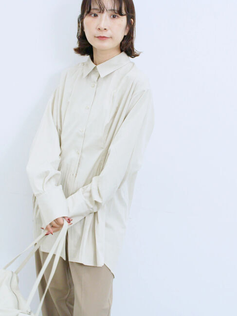 Samansa Mos2 blue「◎マットサテンタックシャツ」|シャツ・ブラウス|