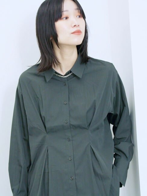 Samansa Mos2 blue「◎マットサテンタックシャツ」|シャツ・ブラウス|