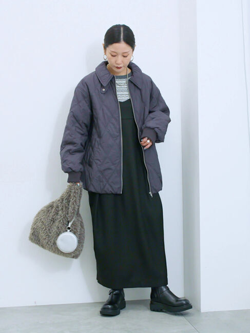 Samansa Mos2 blue「バルーンキルトジャケット」|その他|