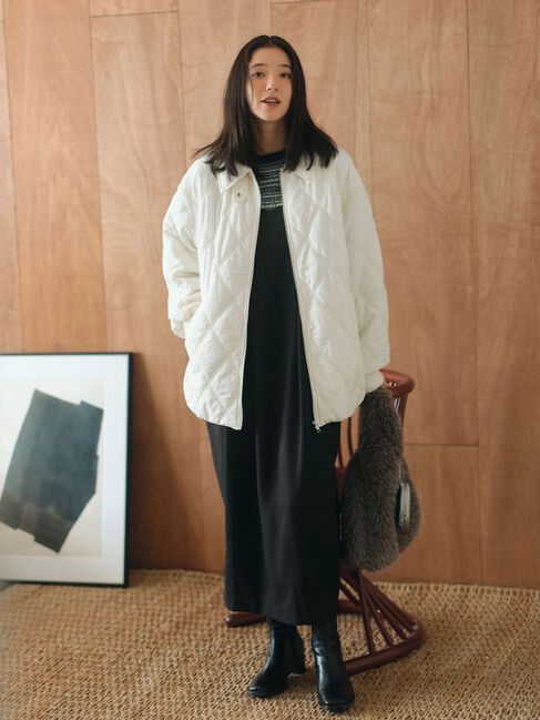 Samansa Mos2 blue「バルーンキルトジャケット」|その他|