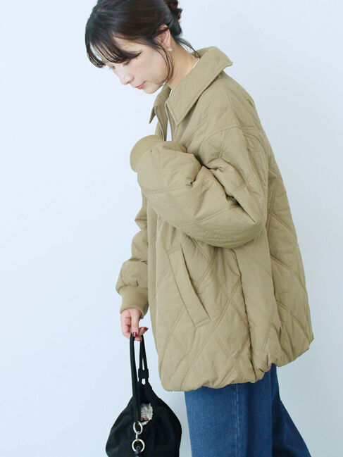 Samansa Mos2 blue「バルーンキルトジャケット」|その他|