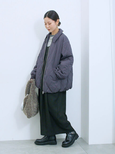 Samansa Mos2 blue「バルーンキルトジャケット」|その他|