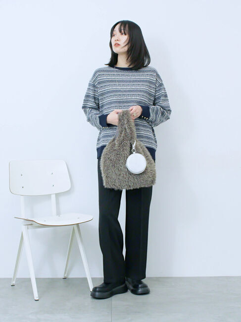 Samansa Mos2 blue「裏起毛ストレートパンツ」|その他|