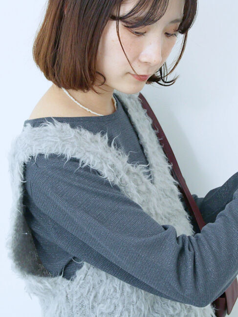 Samansa Mos2 blue「ラメリブプルオーバー」|Tシャツ・カットソー|