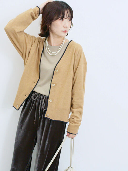 Samansa Mos2 blue「ラメリブプルオーバー」|Tシャツ・カットソー|