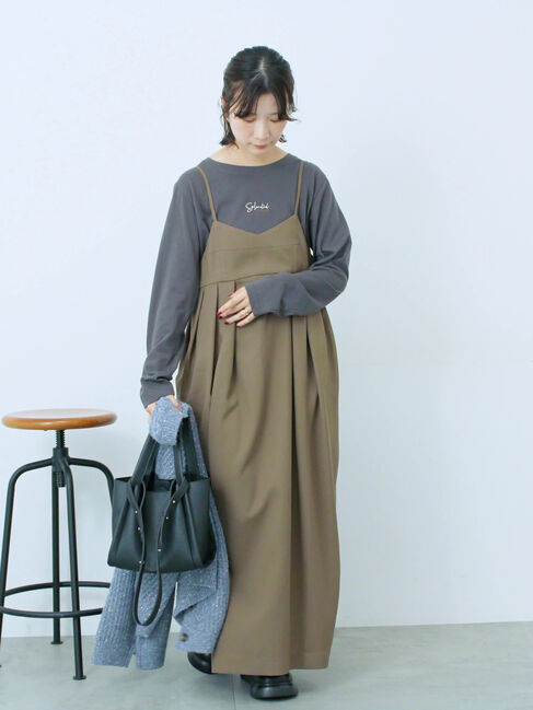 Samansa Mos2 blue「タック入りコクーンジャンスカ」|ワンピース|