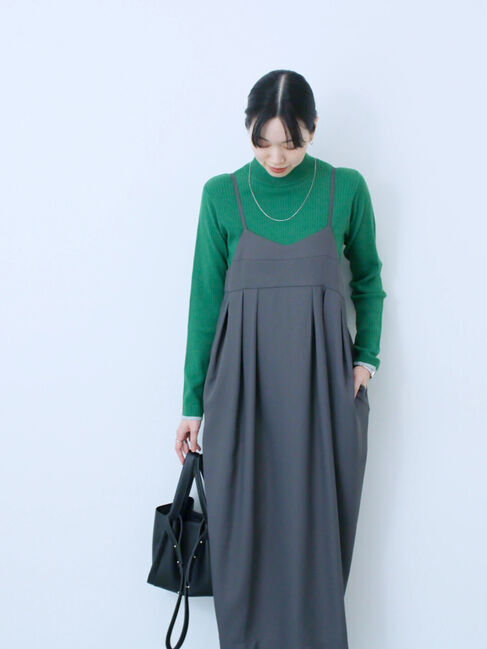 Samansa Mos2 blue「タック入りコクーンジャンスカ」|ワンピース|