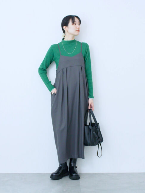 Samansa Mos2 blue「タック入りコクーンジャンスカ」|ワンピース|